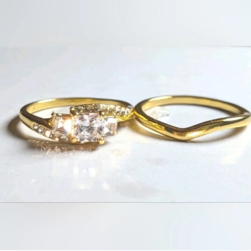 Womens 3ct Princess Cut Lab Created Diamond Halo Duo Wedding Ring Set Sz 10